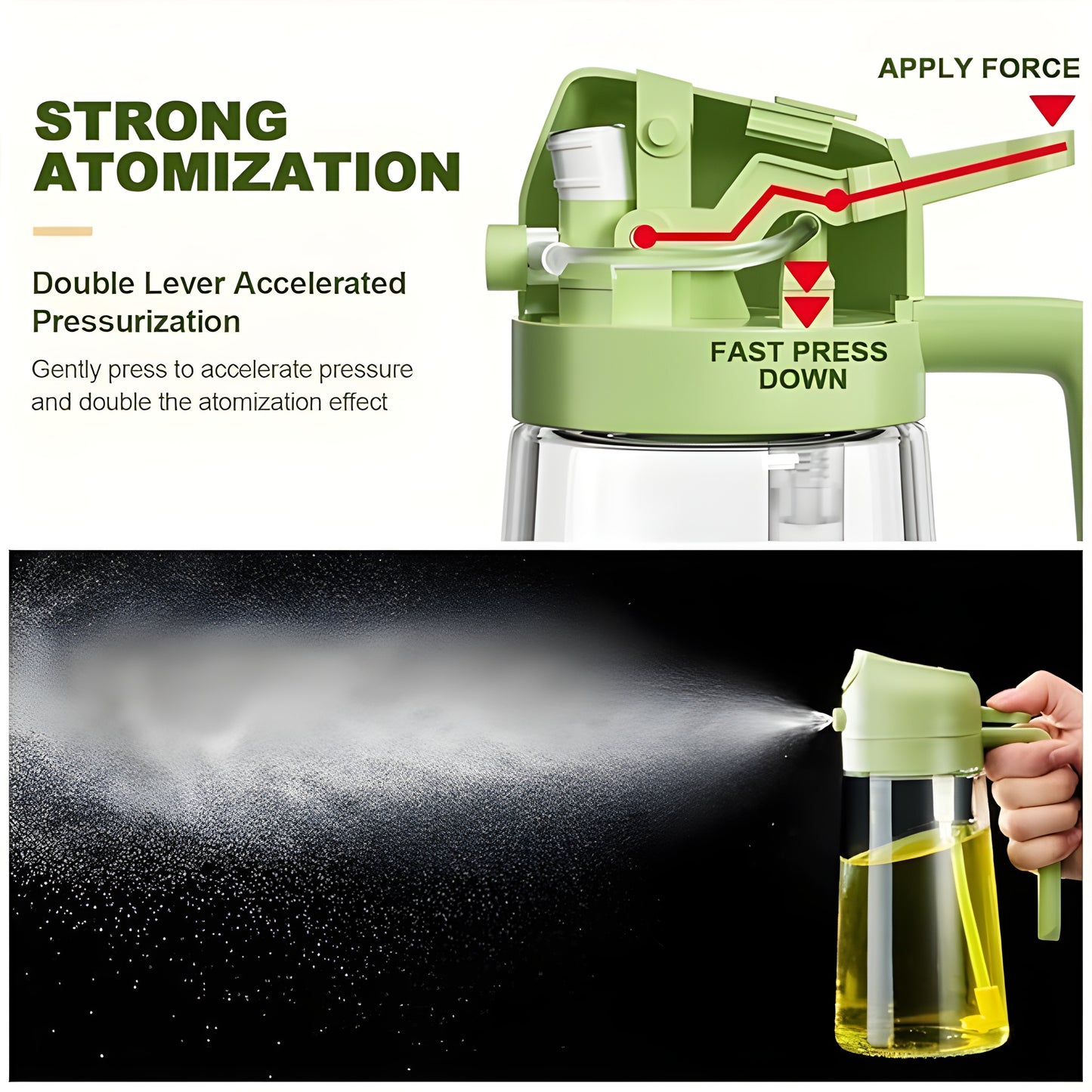 Glass Oil Sprayer and Dispenser Bottle 2 in 1 for Kitchen - 500ml + Free Premium Glass Round Jar