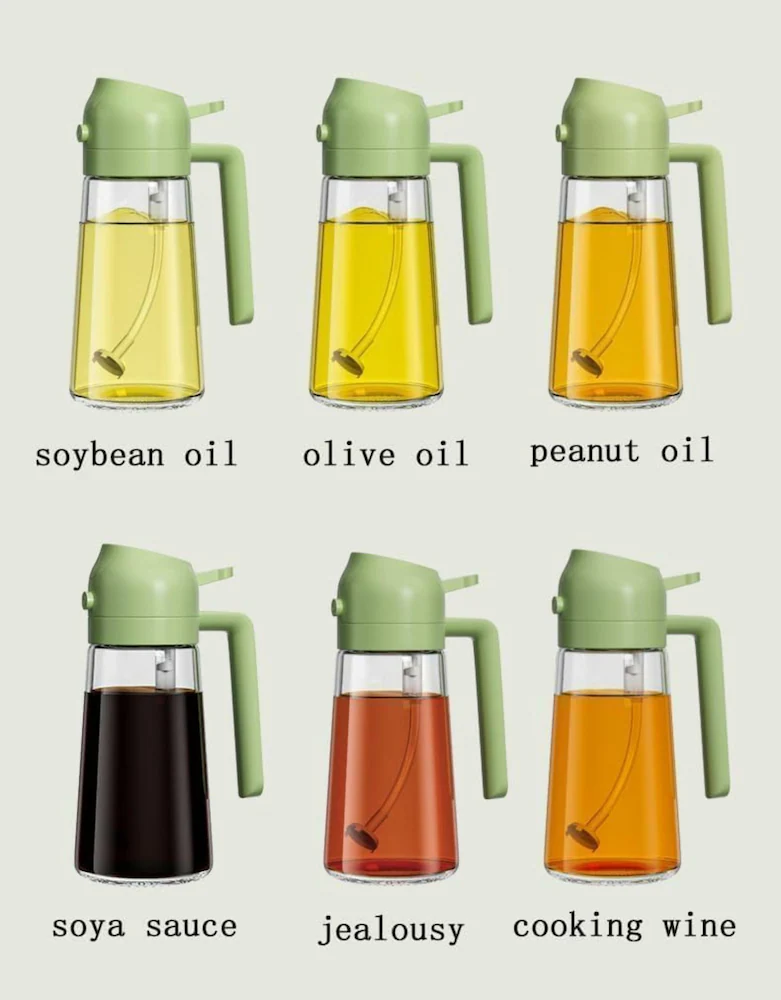 Glass Oil Sprayer and Dispenser Bottle 2 in 1 for Kitchen - 500ml + Free Premium Glass Round Jar