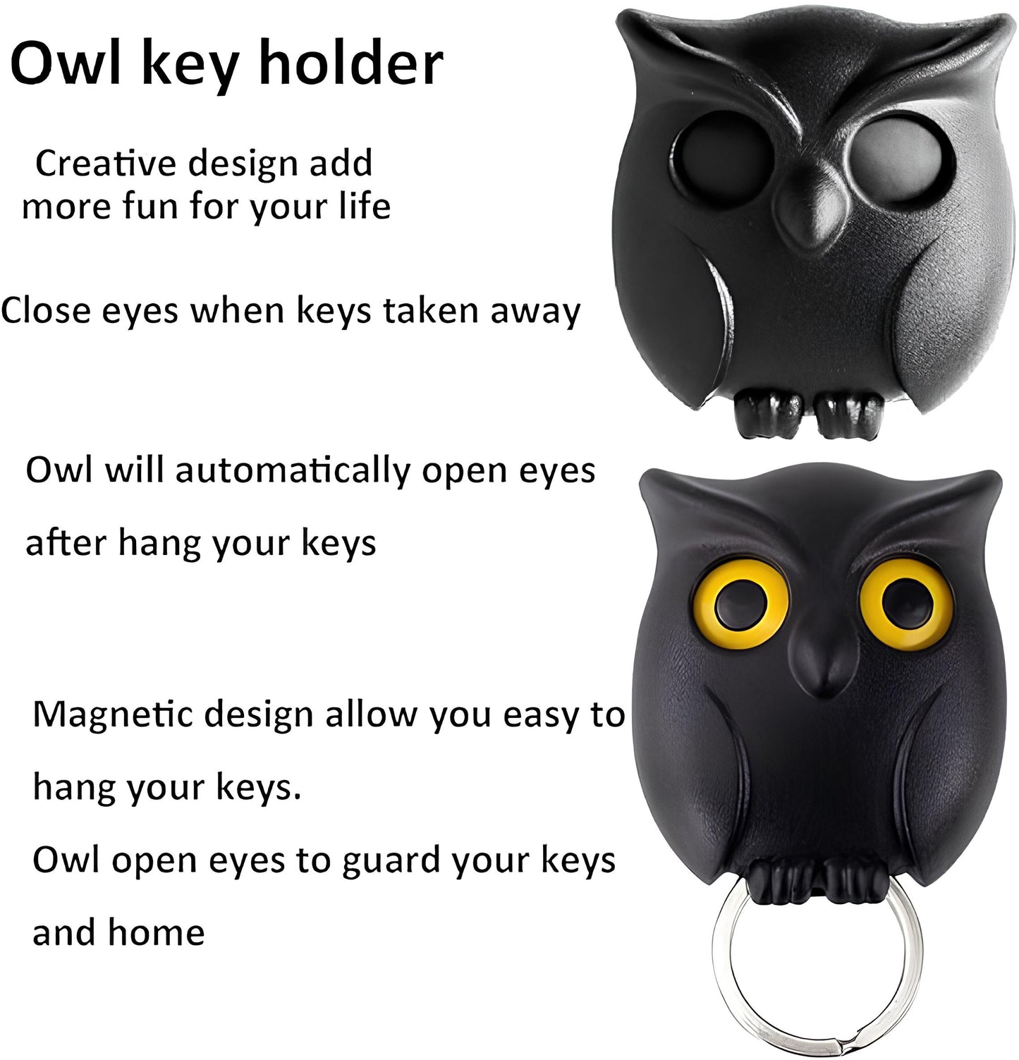 Open Close Eyes Magnetic Owl Key Holder