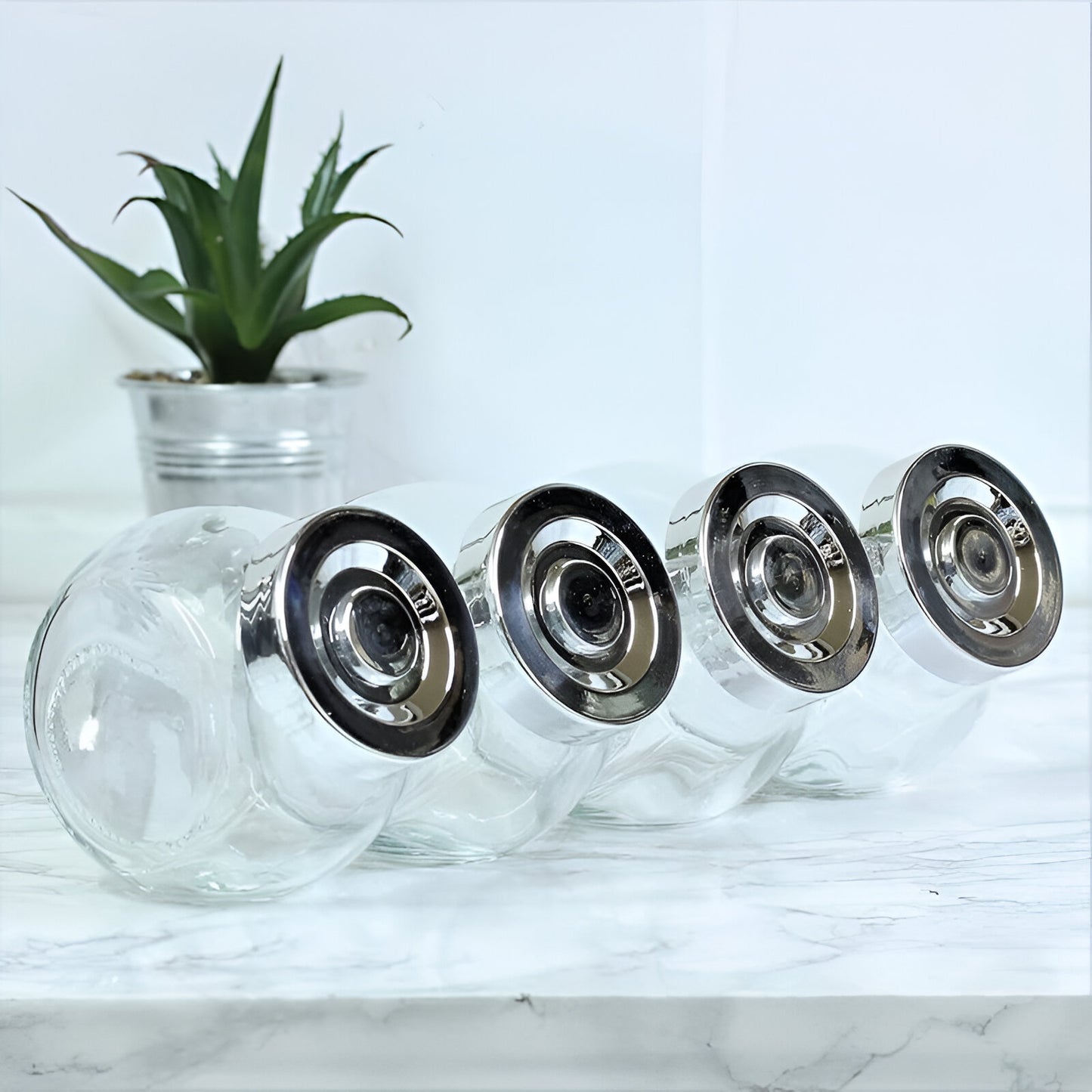 Premium Glass Round Jar with Lid (Set of 4)