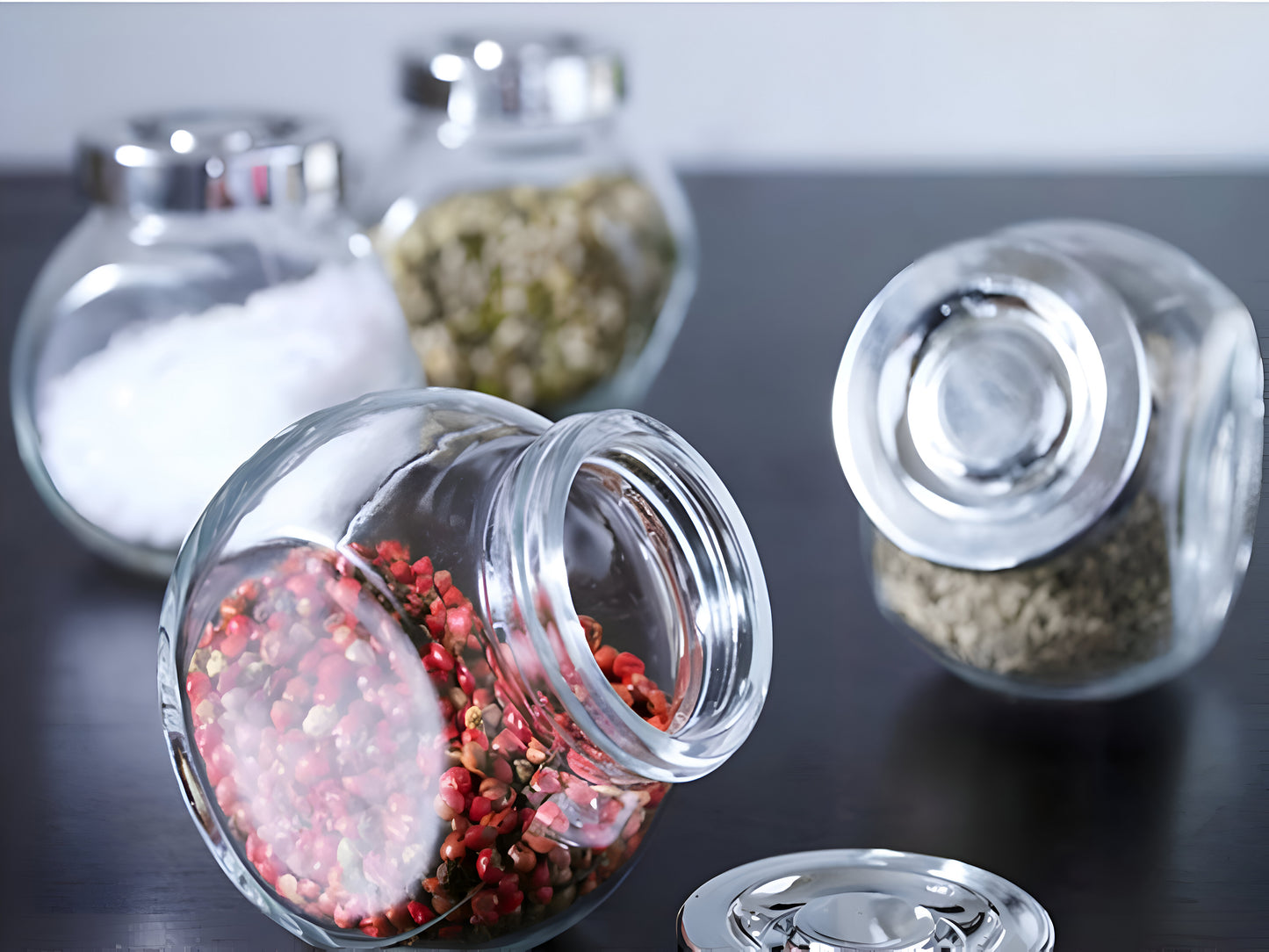 Premium Glass Round Jar with Lid (Set of 4)