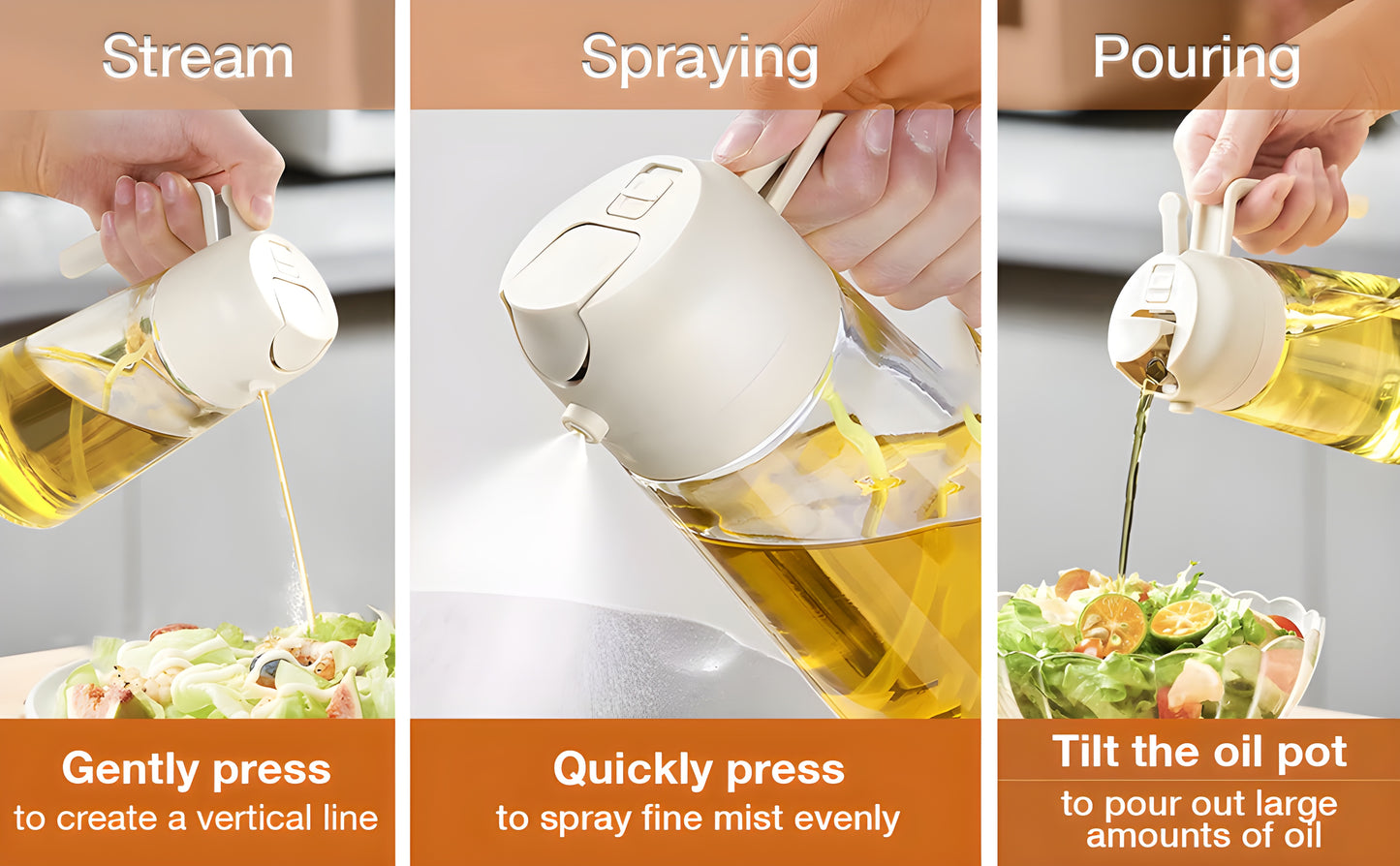 Glass Oil Sprayer and Dispenser Bottle 2 in 1 for Kitchen - 500ml + Free Premium Glass Round Jar