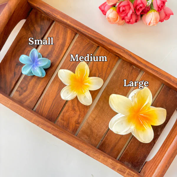 Glossy Flower Hair Claw - Large Set of 5 Colors