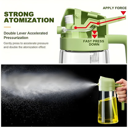 Glass Oil Sprayer and Dispenser Bottle 2 in 1 for Kitchen - 500ml + Free Premium Glass Round Jar