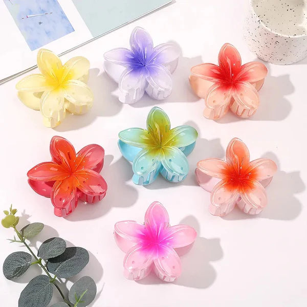 Glossy Flower Hair Claw - Large Set of 5 Colors