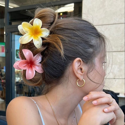 Glossy Flower Hair Claw - Large Set of 5 Colors