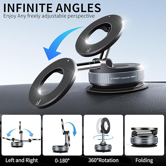 MagSafe 360° Rotation Magnetic Mobile Holder for Car, Shower, Gym & Hands-Free Vlogging