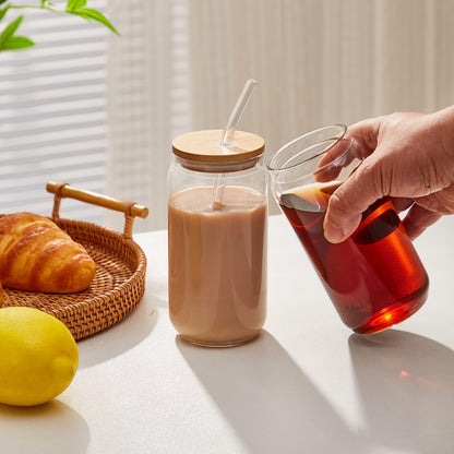 Glass Tumbler with Straw