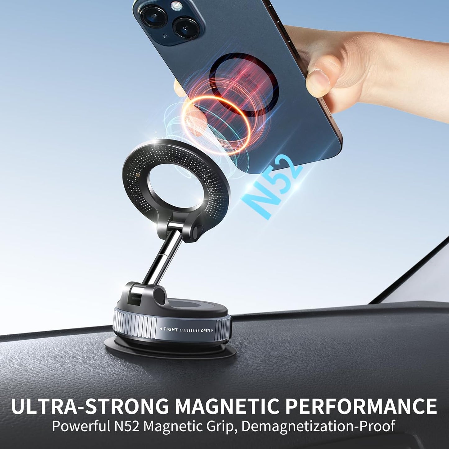MagSafe 360° Rotation Magnetic Mobile Holder for Car, Shower, Gym & Hands-Free Vlogging
