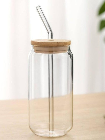 Glass Tumbler with Straw