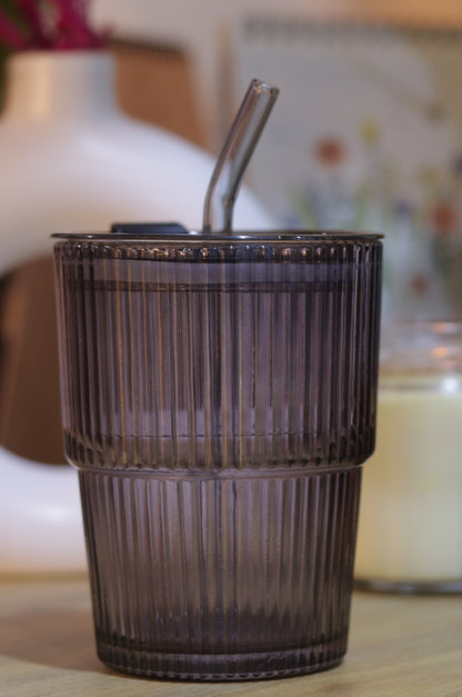 Premium Spill-Proof Glass Tumbler/Mug with Lid and Straw