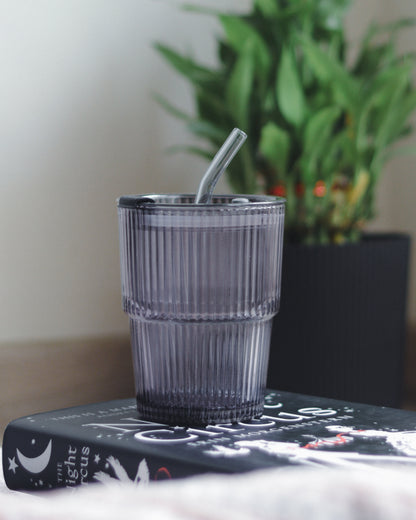 Premium Spill-Proof Glass Tumbler/Mug with Lid and Straw