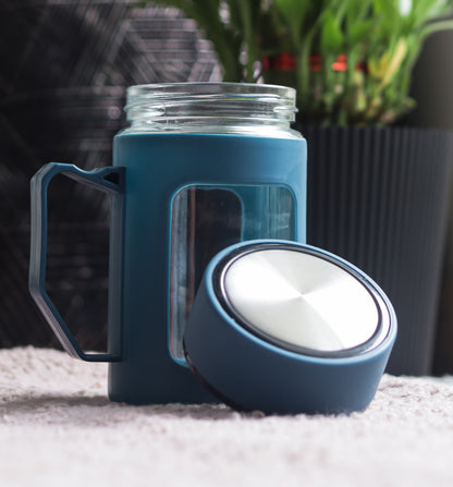 Durable Glass Mug with Handle and Protective Plastic Coating