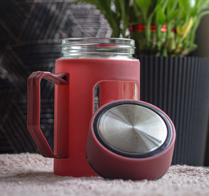 Durable Glass Mug with Handle and Protective Plastic Coating