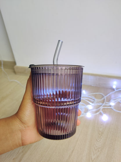 Premium Spill-Proof Glass Tumbler/Mug with Lid and Straw